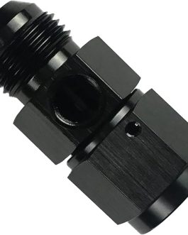 10AN Fuel Pressure Adapter – Male to Female with 1/8” NPT Gauge Port, Black Anodized Aluminum