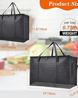 4-Pack Insulated Food Delivery Bags – 2 XXXL & 2 XL Hot/Cold Reusable Thermal Bags with Base Plates
