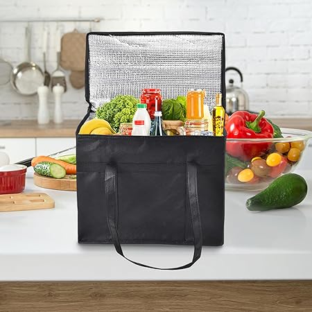 4-Pack Insulated Food Delivery Bags – 2 XXXL & 2 XL Hot/Cold Reusable Thermal Bags with Base Plates