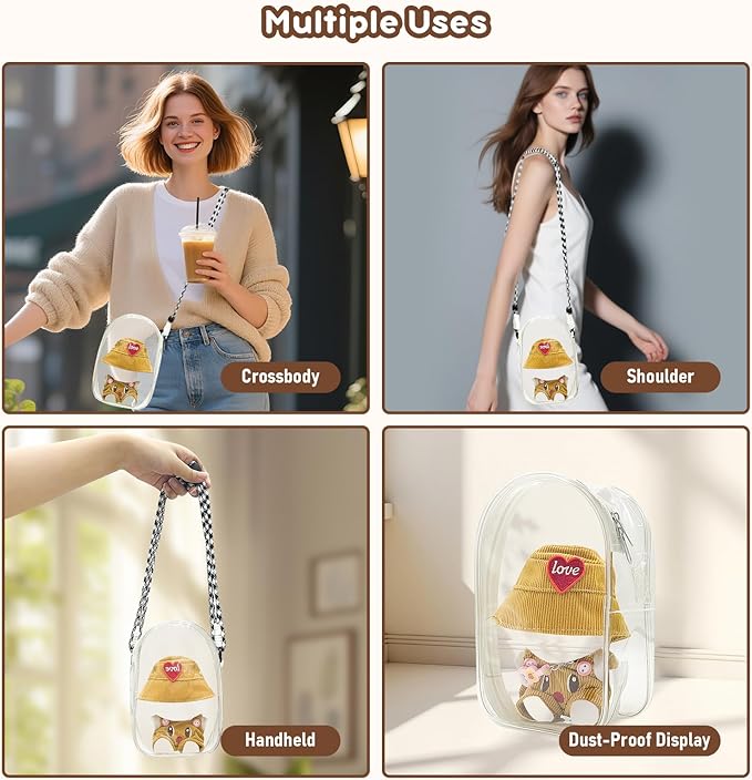 4-Piece 15cm/17cm Doll Clothes Set with Bag & Strap – T-Shirt, Romper, Hat & Pink Guitar (No Doll)