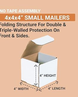 4x4x4 Small Cardboard Shipping Boxes – 50-Pack Heavy-Duty Corrugated Mailing & Moving Boxes by AVIDITI