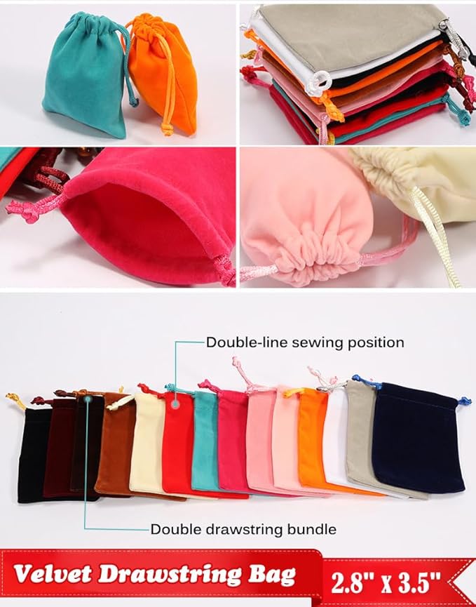 50-Pack Red Velvet Drawstring Bags – 7x9cm Small Gift & Jewelry Pouches by AKOAK