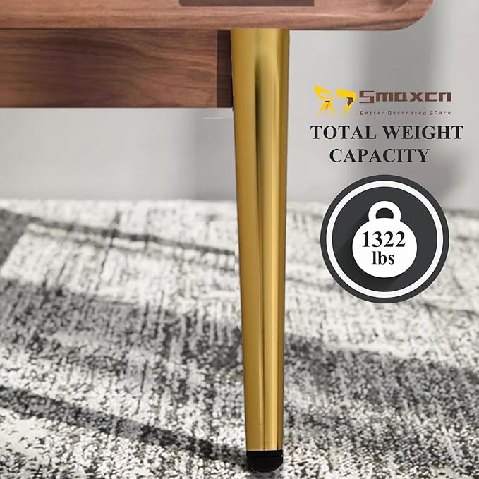 8-Pack Gold Metal Furniture Legs 4.75” – Straight Cabinet Legs with Level Feet