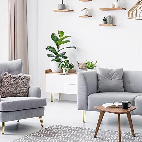 8-Pack Gold Metal Furniture Legs 4.75” – Straight Cabinet Legs with Level Feet