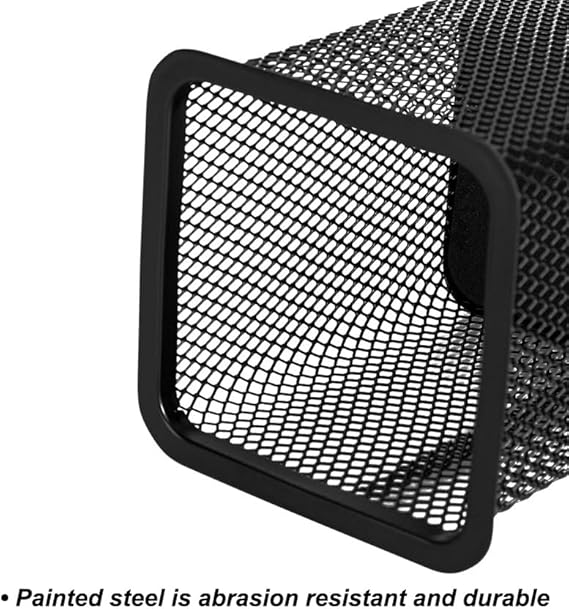 Black Metal Pen Holder – Square Grid Desktop Organizer by AKOAK