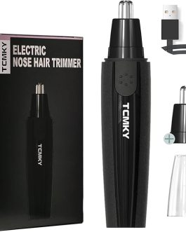 Black Rechargeable Nose & Ear Trimmer – 360° Precision Rotary Blades with Spare Head