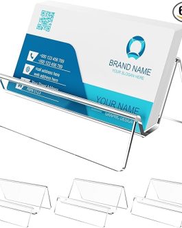 Clear Acrylic Business Card Display Stands – 6-Pack Desktop Name Card Holders