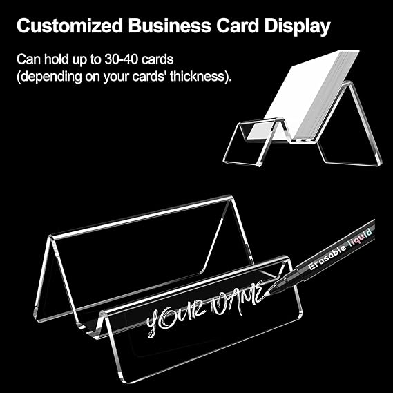 Clear Acrylic Business Card Display Stands – 6-Pack Desktop Name Card Holders