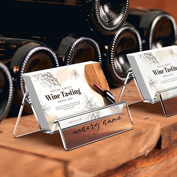 Clear Acrylic Business Card Display Stands – 6-Pack Desktop Name Card Holders