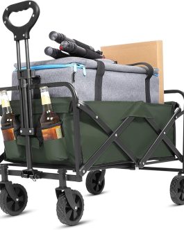 Foldable Utility Wagon – Collapsible Cart with Wheels for Outdoor, Grocery, Beach & Camping Use
