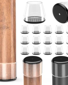 Furniture Sliders 24-Pack – Chair Leg Glides for Carpet, Easy Moving Floor Protectors (Clear, 1.2–1.6”)