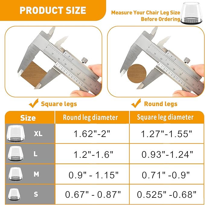 Furniture Sliders 24-Pack – Chair Leg Glides for Carpet, Easy Moving Floor Protectors (Clear, 1.2–1.6”)