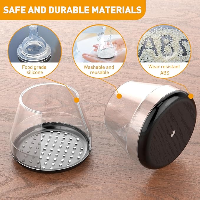 Furniture Sliders 24-Pack – Chair Leg Glides for Carpet, Easy Moving Floor Protectors (Clear, 1.2–1.6”)