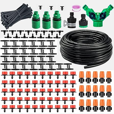 Garden Irrigation System 164FT – 200-Pack Drip Watering Kit for Greenhouse, Flower Beds & Lawn