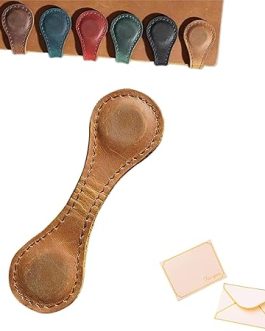 Light Brown Magnetic Leather Bookmarks – Personalized Clip Gift for Readers, Comes with Envelope