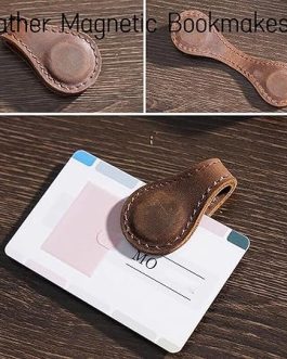 Light Brown Magnetic Leather Bookmarks – Personalized Clip Gift for Readers, Comes with Envelope