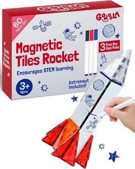 Magnetic Space Rocket Building Set – 61-Piece STEM Toy for Kids 3+, with Astronaut Figure by Gondola