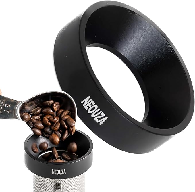 Manual Coffee Grinder Funnel Ring – Aluminum Pour-Over Accessory by NEOUZA (Black)