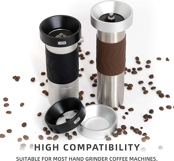 Manual Coffee Grinder Funnel Ring – Aluminum Pour-Over Accessory by NEOUZA (Black)