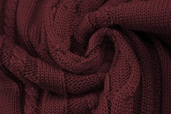 Men's Turtleneck Sweater Cable Knitted Pullover Sweater