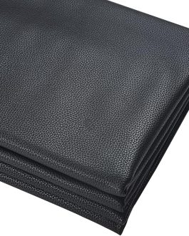 Picheng Soft Lychee Texture Faux Leather Sheet – 54” x 36” Waterproof Vinyl Fabric (Black)