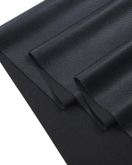 Picheng Soft Lychee Texture Faux Leather Sheet – 54” x 36” Waterproof Vinyl Fabric (Black)