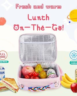 Pink Kids Lunch Bag – Insulated Tote with Shoulder Strap, Perfect for School, Snacks & Picnics