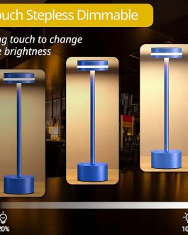 Rechargeable Touch Lamp – Stepless Dimmable Cordless Bedside & Table Light (Blue)