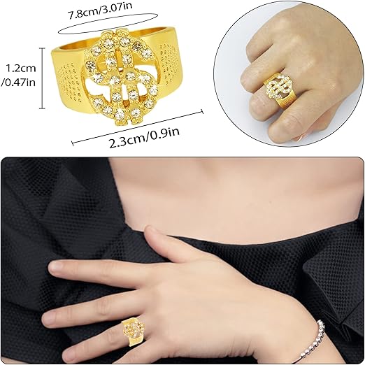 Retro 80s 90s Hip Hop Costume Kit – Fake Gold Chains, Necklace, Ring, Glasses & Hat for Party Outfits