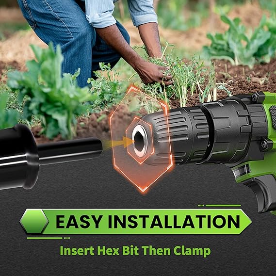 SYITCUN Auger Drill Bit for Planting – 4”x12” Heavy-Duty Garden Spiral Bit with 3/8” Hex Drive