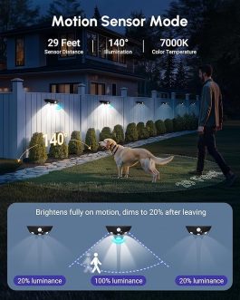 Solar Fence Lights 12-Pack – Motion Sensor Outdoor Lights with Dual Color Modes, Waterproof