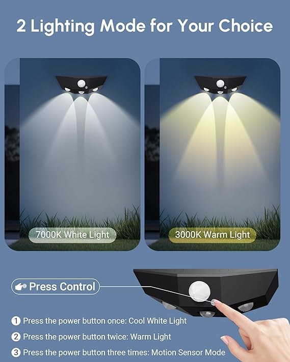 Solar Fence Lights 12-Pack – Motion Sensor Outdoor Lights with Dual Color Modes, Waterproof