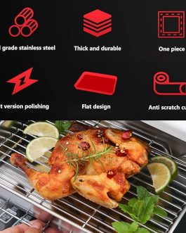 Stainless Steel Roasting Pan with Rack – Non-Stick, Deep Edges, 23.5 x 17.5 x 5cm