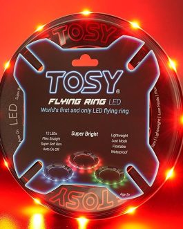 TOSY Red LED Flying Ring – 12 Super Bright Lights, Waterproof, Auto Light-Up Outdoor Toy