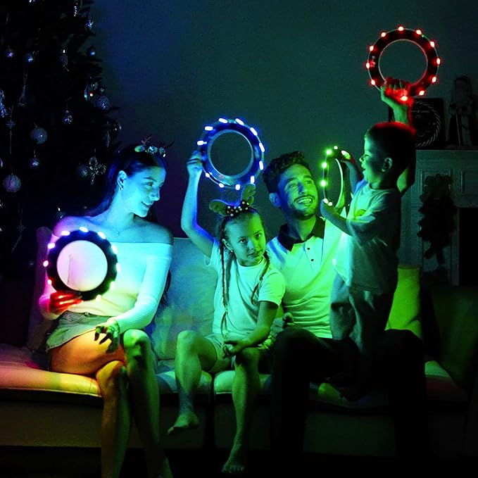 TOSY Red LED Flying Ring – 12 Super Bright Lights, Waterproof, Auto Light-Up Outdoor Toy