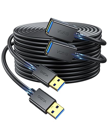 USB 3.0 Extension Cable 2-Pack – 6.6FT Male to Female Cord by VCZHS for PC Accessories & Devices