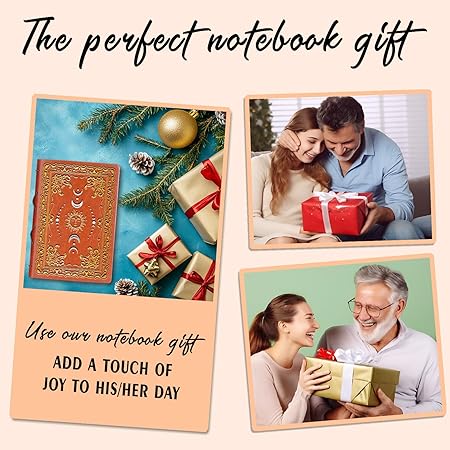 Vintage Sun & Moon Journal – A5 Brown Faux Leather Hardcover Notebook with Pen, 320 Pages